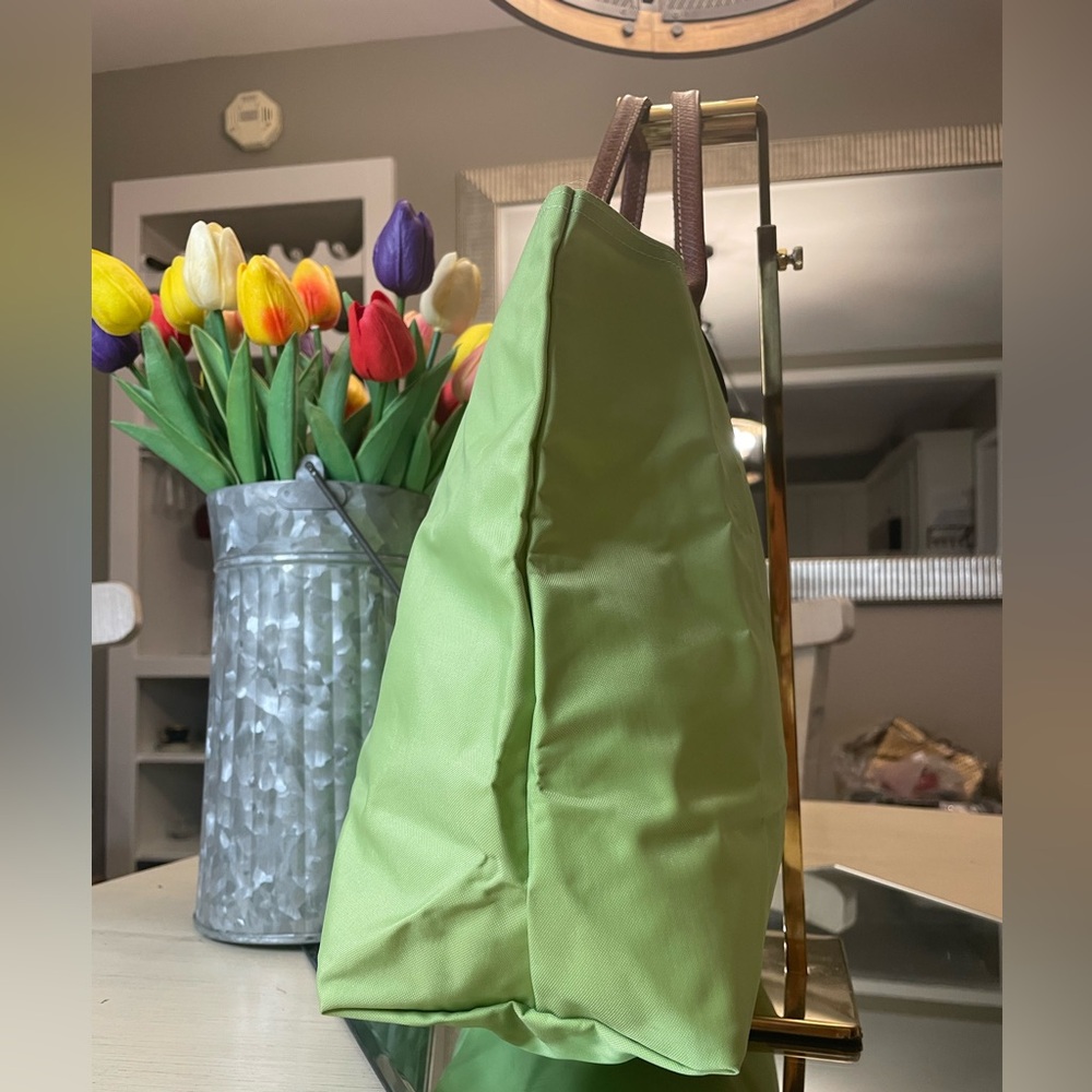 Longchamp Green and Brown Le Pliage Tote Bag Lightweight and Foldable - Picture 4 of 13